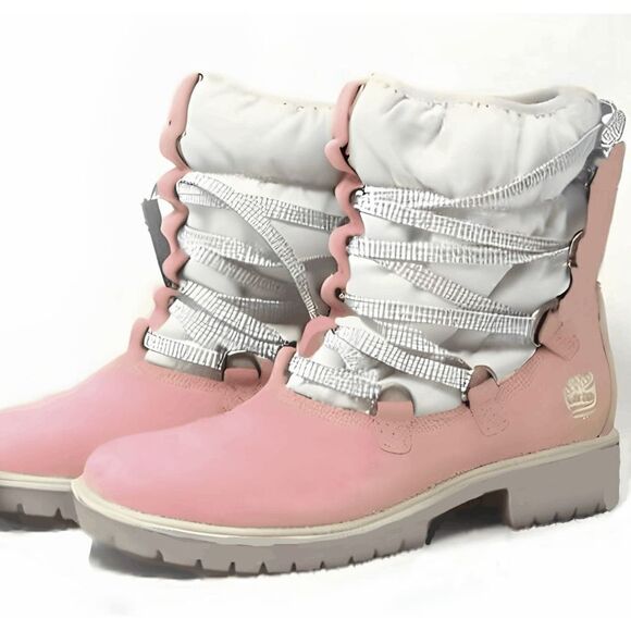 TIMBERLAND Puffy Boot 'Pink' Size 8M - Picture 1 of 7